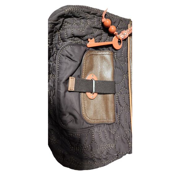 Fossil Key-Per Quilted/Leather Shoulder Bag Brown Orange Key Tag Attached - Picture 4 of 7